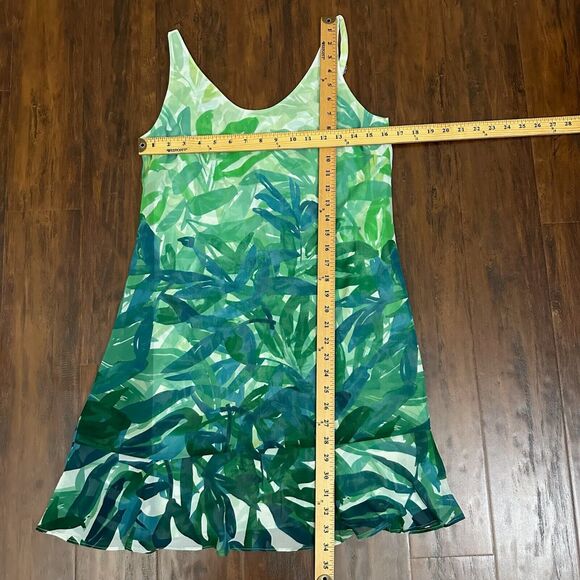 CABI #5235 Green Tropical Palm Leaf Castaway Mini Dress Lined - Picture 12 of 12
